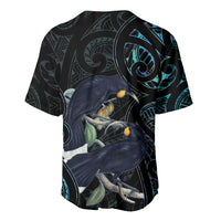 New Zealand Huia Bird Baseball Jersey Paua Shell Maori Pattern