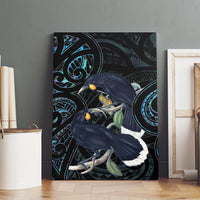 New Zealand Huia Bird Canvas Wall Art Paua Shell Maori Pattern