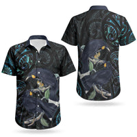 New Zealand Huia Bird Couples Matching Summer Maxi Dress and Hawaiian Shirt Paua Shell Maori Pattern LT22 - Polynesian Pride