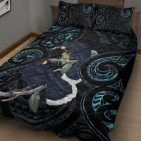 New Zealand Huia Bird Quilt Bed Set Paua Shell Maori Pattern