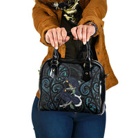 New Zealand Huia Bird Shoulder Handbag Paua Shell Maori Pattern