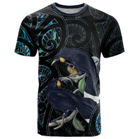 New Zealand Huia Bird T Shirt Paua Shell Maori Pattern