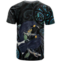 New Zealand Huia Bird T Shirt Paua Shell Maori Pattern