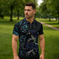 New Zealand Huia Bird Zipper Polo Shirt Paua Shell Maori Pattern LT22 - Polynesian Pride