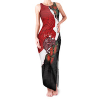 Kiwi New Zealand Personalised Family Matching Tank Maxi Dress and Hawaiian Shirt NZ Map Pohutukawa Fern Maori Pattern