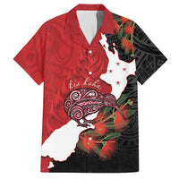 Kiwi New Zealand Personalised Hawaiian Shirt NZ Map Pohutukawa Fern Maori Pattern LT22 Red - Polynesian Pride