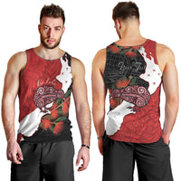 Kiwi New Zealand Personalised Men Tank Top NZ Map Pohutukawa Fern Maori Pattern