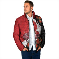 Kiwi New Zealand Personalised Padded Jacket NZ Map Pohutukawa Fern Maori Pattern LT22 - Polynesian Pride