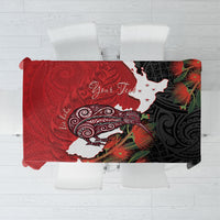 Kiwi New Zealand Personalised Tablecloth NZ Map Pohutukawa Fern Maori Pattern