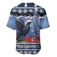 New Zealand Tui Bird Christmas Baseball Jersey Pohutukawa Xmas Tree Meri Kirihimete