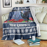 New Zealand Tui Bird Christmas Blanket Pohutukawa Xmas Tree Meri Kirihimete