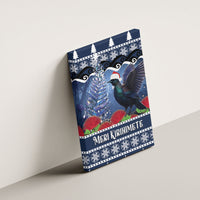 New Zealand Tui Bird Christmas Canvas Wall Art Pohutukawa Xmas Tree Meri Kirihimete