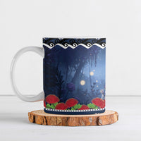 New Zealand Tui Bird Christmas Ceramic Mug Pohutukawa Xmas Tree Meri Kirihimete