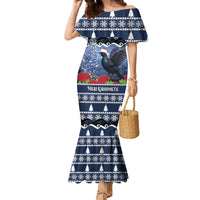 New Zealand Tui Bird Christmas Family Matching Mermaid Dress and Hawaiian Shirt Pohutukawa Xmas Tree Meri Kirihimete
