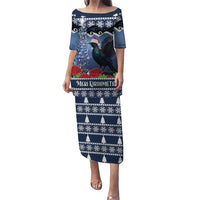New Zealand Tui Bird Christmas Family Matching Puletasi and Hawaiian Shirt Pohutukawa Xmas Tree Meri Kirihimete