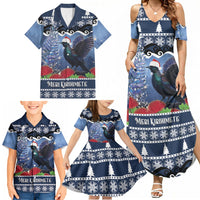 New Zealand Tui Bird Christmas Family Matching Summer Maxi Dress and Hawaiian Shirt Pohutukawa Xmas Tree Meri Kirihimete LT22 - Polynesian Pride