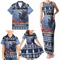 New Zealand Tui Bird Christmas Family Matching Tank Maxi Dress and Hawaiian Shirt Pohutukawa Xmas Tree Meri Kirihimete LT22 - Polynesian Pride