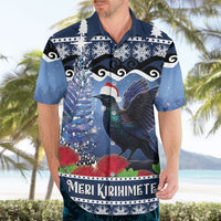 New Zealand Tui Bird Christmas Hawaiian Shirt Pohutukawa Xmas Tree Meri Kirihimete