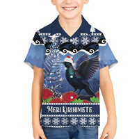 New Zealand Tui Bird Christmas Hawaiian Shirt Pohutukawa Xmas Tree Meri Kirihimete LT22 - Polynesian Pride