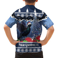 New Zealand Tui Bird Christmas Hawaiian Shirt Pohutukawa Xmas Tree Meri Kirihimete