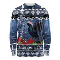 New Zealand Tui Bird Christmas Long Sleeve Shirt Pohutukawa Xmas Tree Meri Kirihimete