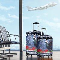 New Zealand Tui Bird Christmas Luggage Cover Pohutukawa Xmas Tree Meri Kirihimete