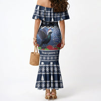 New Zealand Tui Bird Christmas Mermaid Dress Pohutukawa Xmas Tree Meri Kirihimete LT22 - Polynesian Pride
