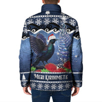 New Zealand Tui Bird Christmas Padded Jacket Pohutukawa Xmas Tree Meri Kirihimete