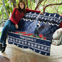 New Zealand Tui Bird Christmas Quilt Pohutukawa Xmas Tree Meri Kirihimete