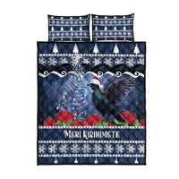 New Zealand Tui Bird Christmas Quilt Bed Set Pohutukawa Xmas Tree Meri Kirihimete