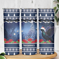 New Zealand Tui Bird Christmas Skinny Tumbler Pohutukawa Xmas Tree Meri Kirihimete