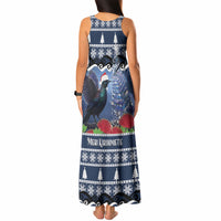 New Zealand Tui Bird Christmas Tank Maxi Dress Pohutukawa Xmas Tree Meri Kirihimete LT22 - Polynesian Pride