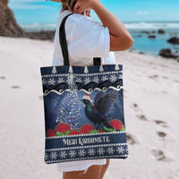 New Zealand Tui Bird Christmas Tote Bag Pohutukawa Xmas Tree Meri Kirihimete