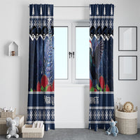 New Zealand Tui Bird Christmas Window Curtain Pohutukawa Xmas Tree Meri Kirihimete