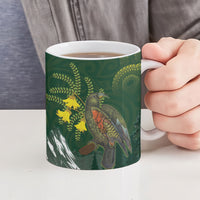 Kea Bird Kowhai New Zealand Ceramic Mug Mountain Landscape Maori Art