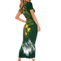 Kea Bird Kowhai New Zealand Family Matching Short Sleeve Bodycon Dress and Hawaiian Shirt Mountain Landscape Maori Art