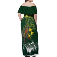 Kea Bird Kowhai New Zealand Off Shoulder Maxi Dress Mountain Landscape Maori Art LT22 - Polynesian Pride