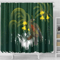 Kea Bird Kowhai New Zealand Shower Curtain Mountain Landscape Maori Art