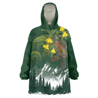 Kea Bird Kowhai New Zealand Wearable Blanket Hoodie Mountain Landscape Maori Art LT22 One Size Green - Polynesian Pride