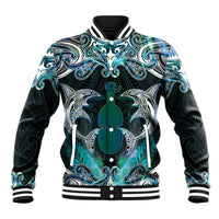 New Zealand Kotiate Weapon Baseball Jacket Aotearoa Mango Paua Shell Maori Pattern