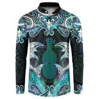 New Zealand Kotiate Weapon Button Sweatshirt Aotearoa Mango Paua Shell Maori Pattern