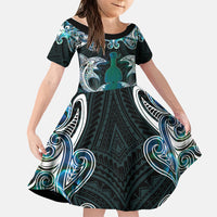 New Zealand Kotiate Weapon Family Matching Mermaid Dress and Hawaiian Shirt Aotearoa Mango Paua Shell Maori Pattern
