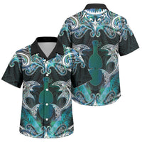 New Zealand Kotiate Weapon Family Matching Mermaid Dress and Hawaiian Shirt Aotearoa Mango Paua Shell Maori Pattern LT22 Son's Shirt Blue - Polynesian Pride