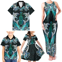 New Zealand Kotiate Weapon Family Matching Tank Maxi Dress and Hawaiian Shirt Aotearoa Mango Paua Shell Maori Pattern LT22 - Polynesian Pride