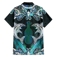 New Zealand Kotiate Weapon Family Matching Tank Maxi Dress and Hawaiian Shirt Aotearoa Mango Paua Shell Maori Pattern LT22 Dad's Shirt - Long Sleeve Blue - Polynesian Pride