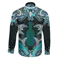 New Zealand Kotiate Weapon Family Matching Tank Maxi Dress and Hawaiian Shirt Aotearoa Mango Paua Shell Maori Pattern LT22 Son's Shirt Blue - Polynesian Pride
