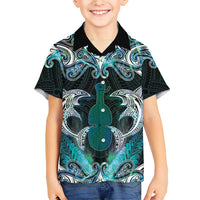 New Zealand Kotiate Weapon Kid Hawaiian Shirt Aotearoa Mango Paua Shell Maori Pattern LT22 Kid Blue - Polynesian Pride