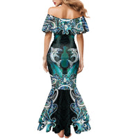 New Zealand Kotiate Weapon Mermaid Dress Aotearoa Mango Paua Shell Maori Pattern LT22 - Polynesian Pride