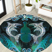 New Zealand Kotiate Weapon Round Carpet Aotearoa Mango Paua Shell Maori Pattern