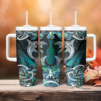 New Zealand Kotiate Weapon Tumbler With Handle Aotearoa Mango Paua Shell Maori Pattern
